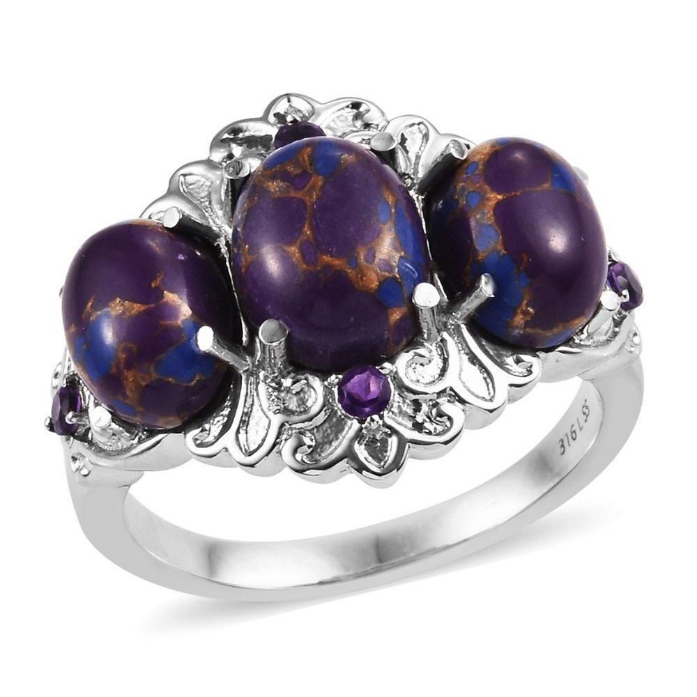 Mojave Purple Turquoise, Amethyst Ring Size 9
